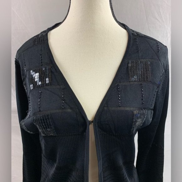 Black Beaded Sweater Cardigan - Picture 2 of 8
